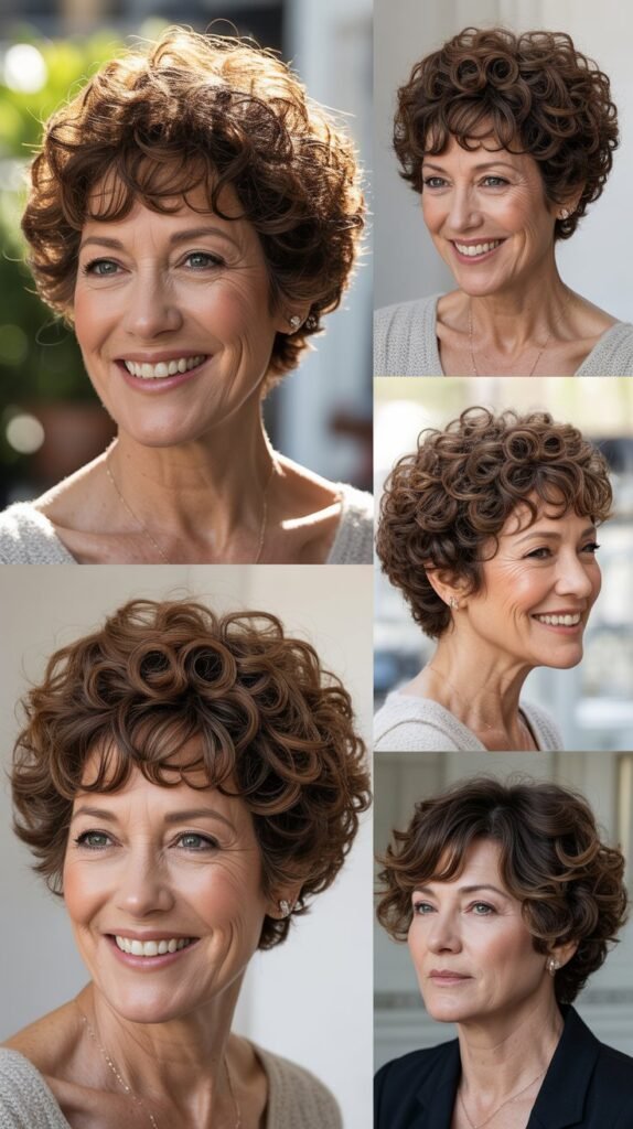  Curly Pixie with Long Bangs