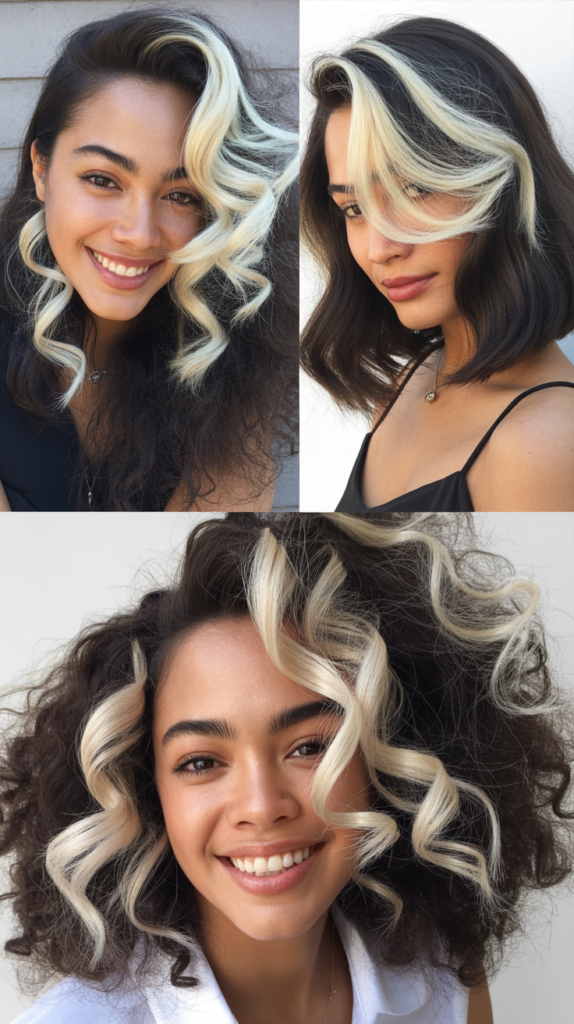 Platinum Blonde Streaks for Edgy Contrast