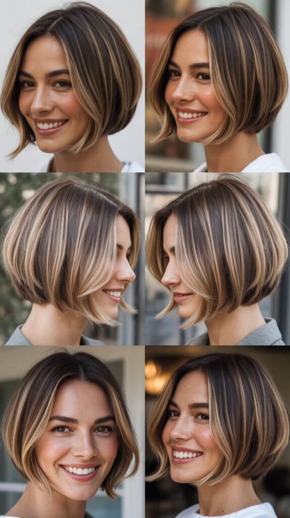  Geometric Bob With Face-Framing Highlights