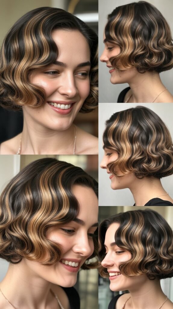 Finger Wave Bob With Golden Accents