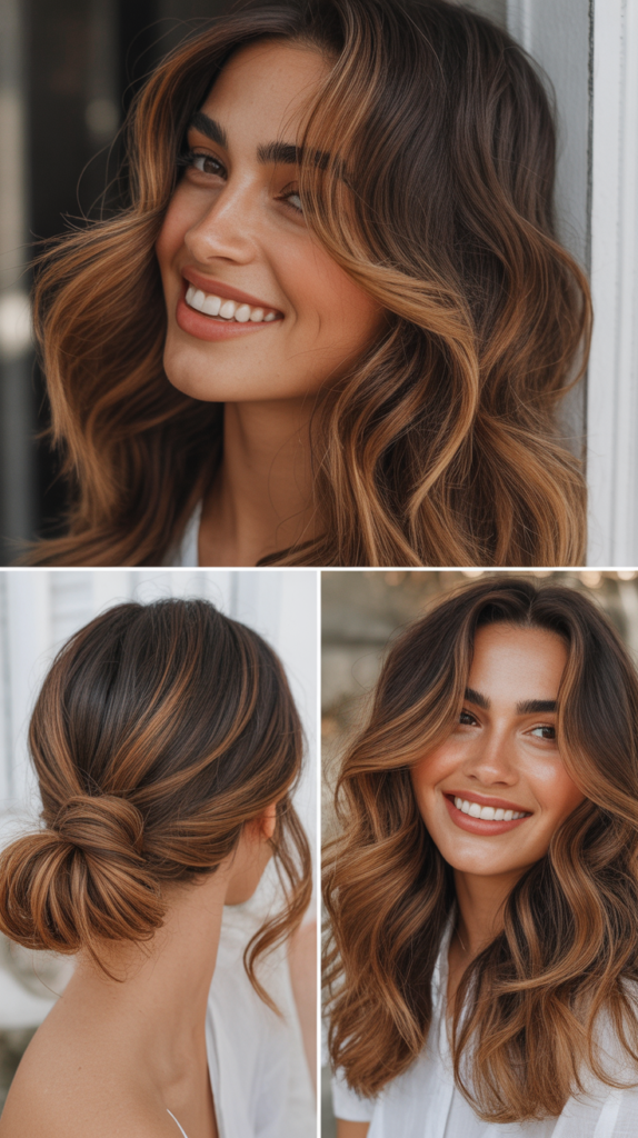  Styling Tips for Caramel-Highlighted Warm Brown Hair