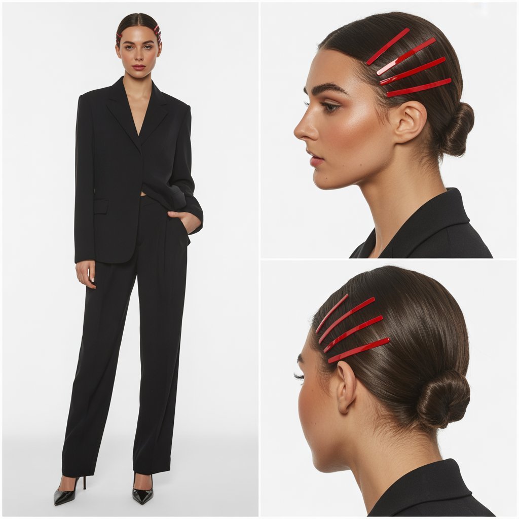 Red Bobby Pins with Sleek Updo