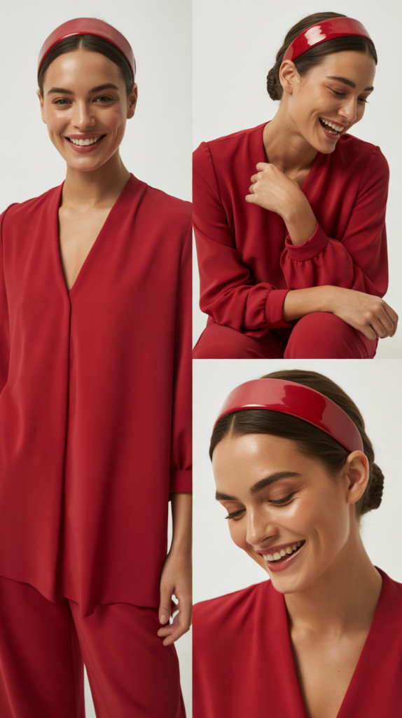  Monochrome Red Outfit with Matching Hairband