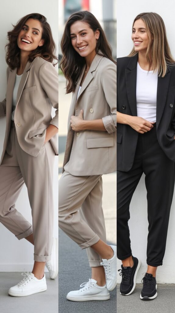  Blazer and Joggers with Sleek Sneakers