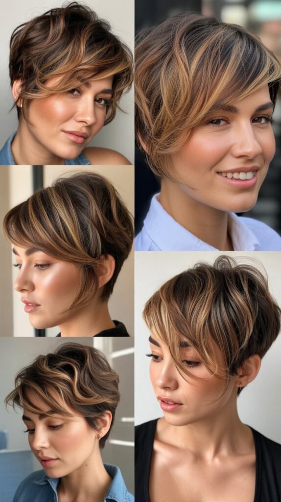 Angular Pixie With Caramel Balayage