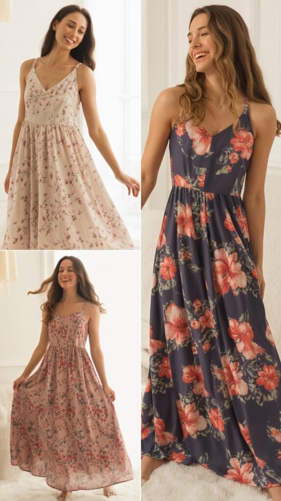 Flowing Maxi Dress with Floral Prints