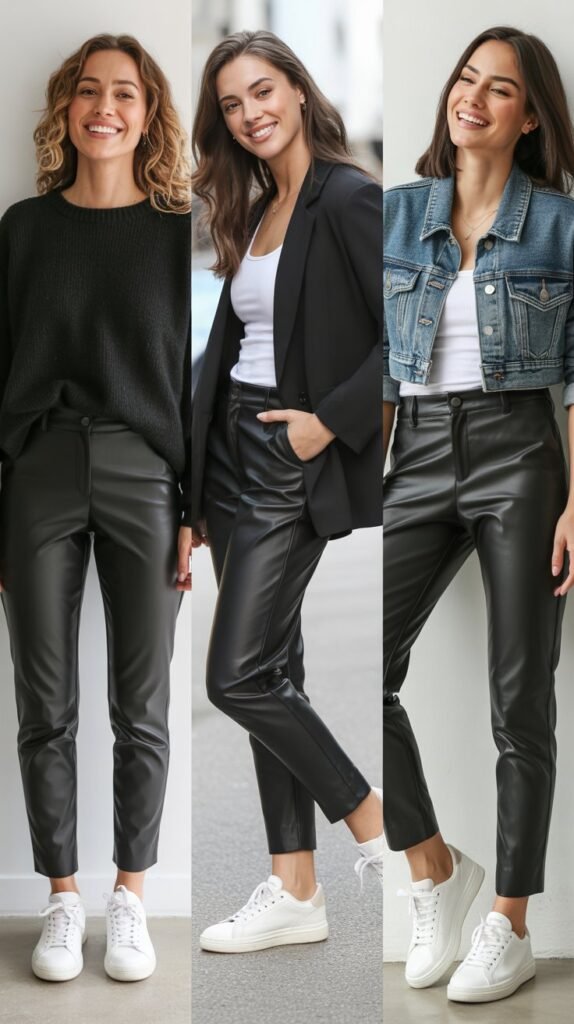 Leather Pants with Sneakers