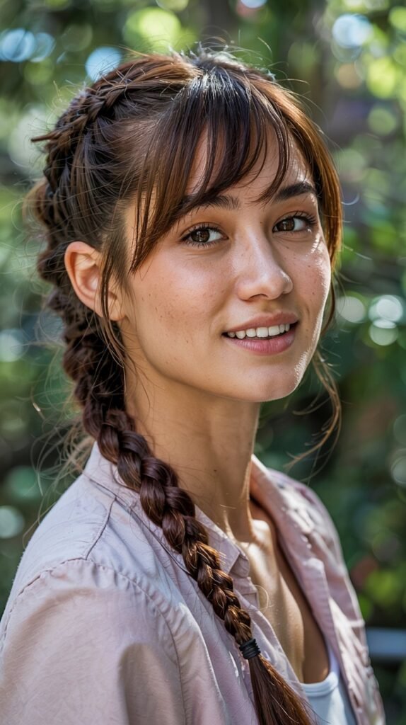 Side Bangs With Braided Ponytail