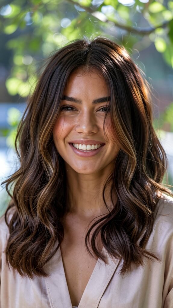 Dark Chestnut Brown With Bronze Balayage