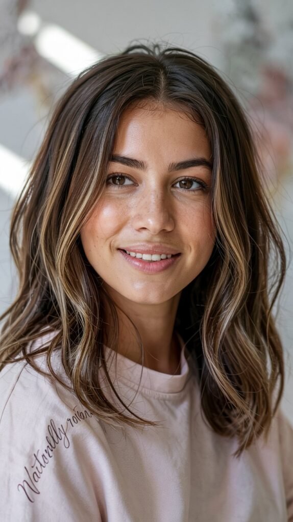 Medium Ash Brown With Beige Balayage