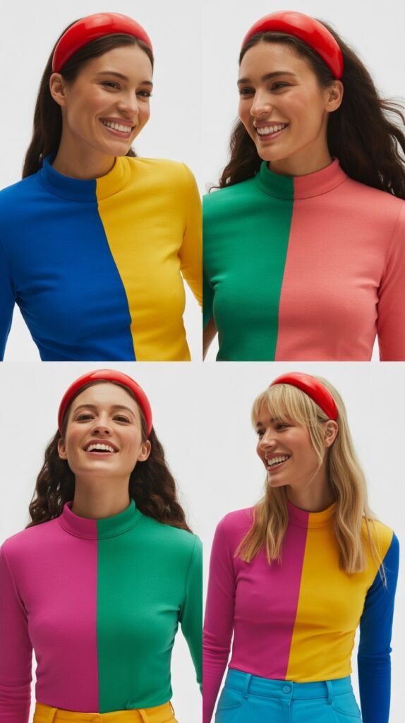 Color-Block Outfit with Red Hairband Coordination