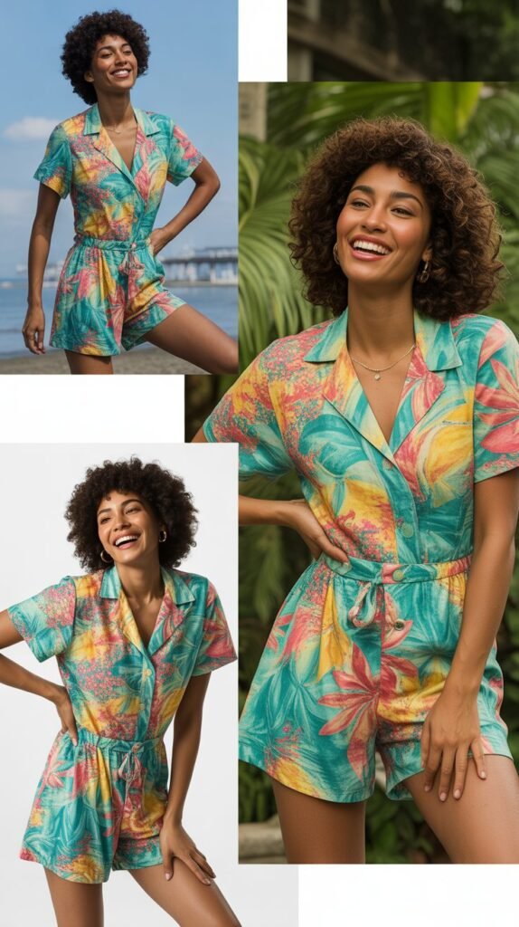 Romper in Tropical Print