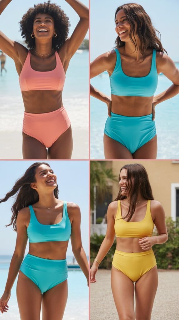 Crop Top and High-Waisted Swim Bottoms