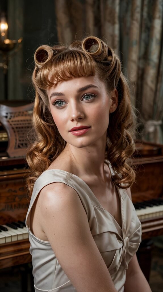 Side Bangs With Vintage Victory Rolls