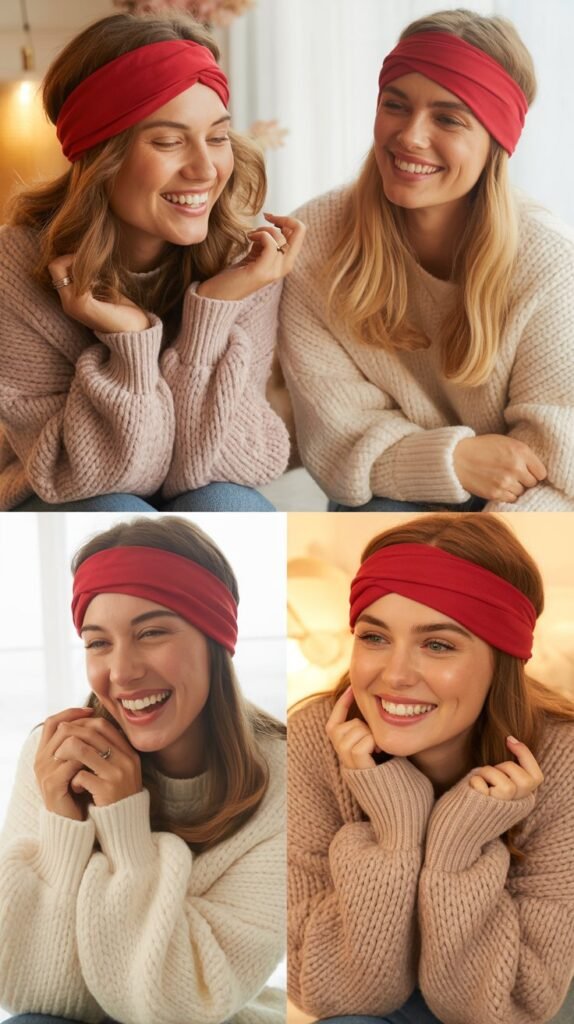 Oversized Sweater and Red Hairband Coziness