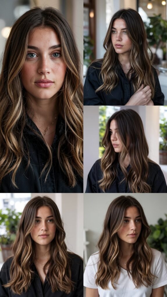 Medium Brown Balayage With Face-Framing Highlights