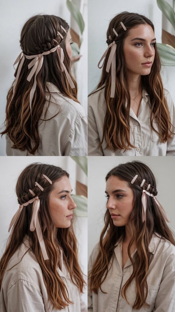 Medium Brown Hair With Bronde Ribbons