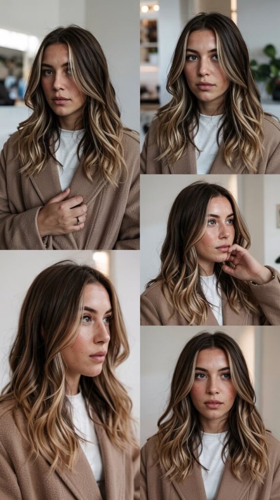 Mocha Brown With Vanilla Blonde Highlights