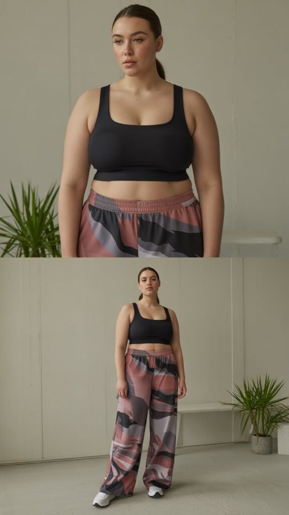  Longline Sports Bra with Wide-Leg Track Pants