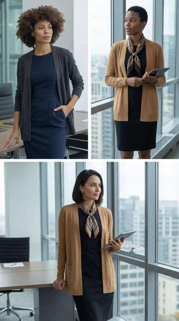 The Sleeveless Sheath and Cardigan Layer