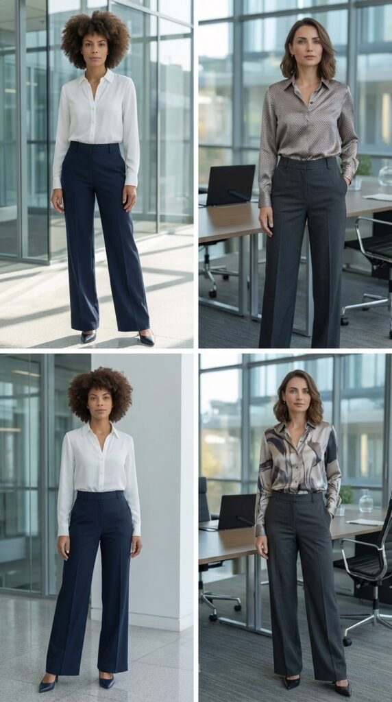 The Wide-Leg Trousers with Tucked Blouse