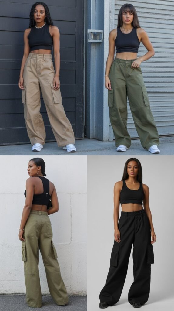 Baggy Cargo Pants with Crop Top