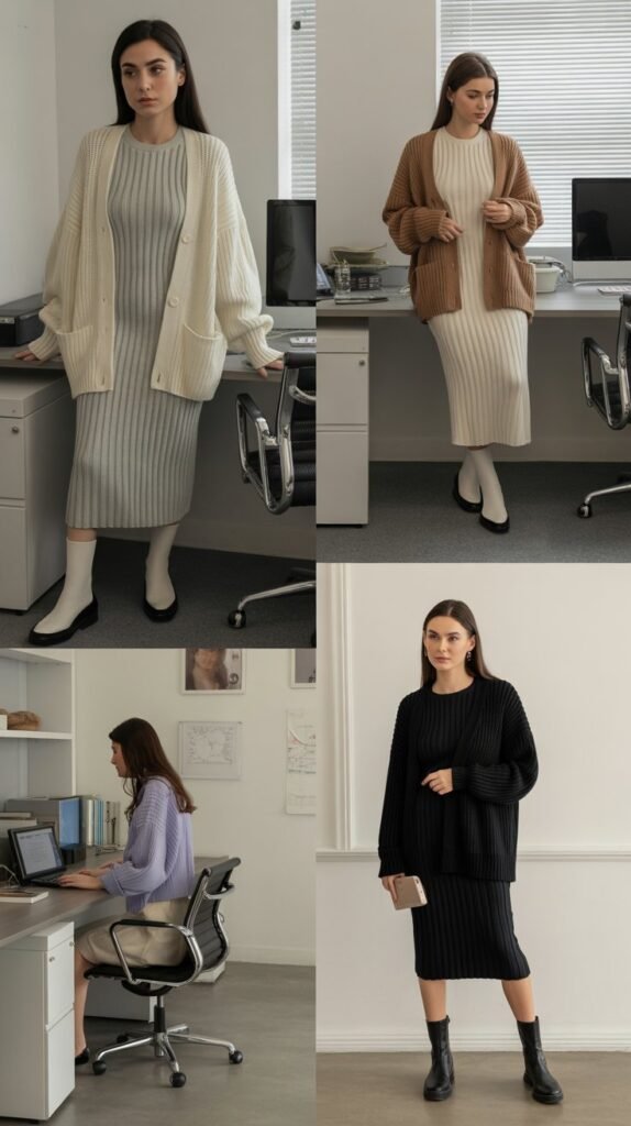  Chunky Cardigan with Slim Dress