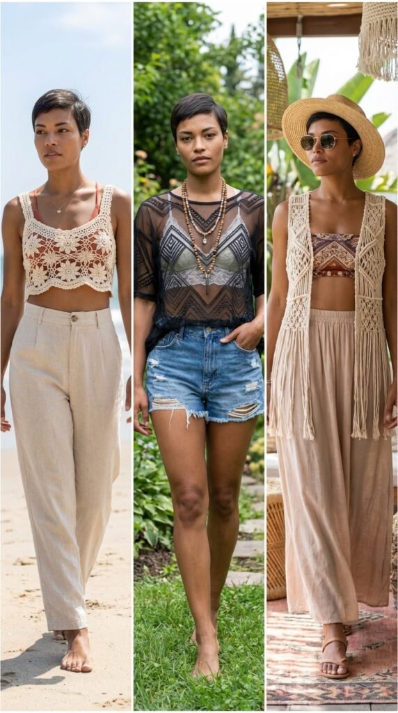 Crochet or Mesh Top with Bralette