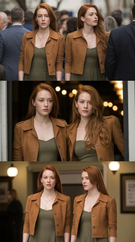 Tan Suede Jacket with Olive Dress