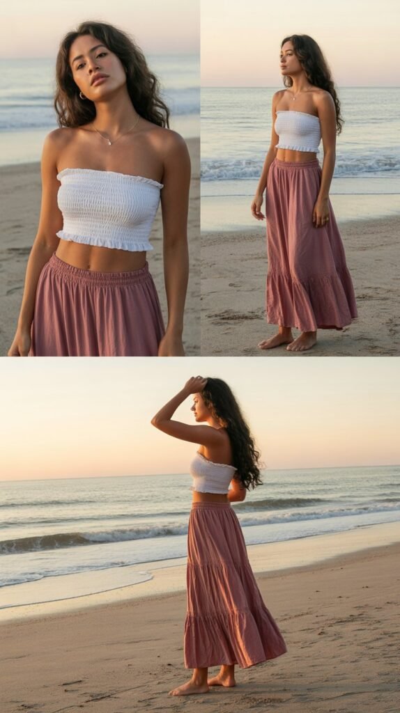 Smocked Tube Top with Maxi Skirt