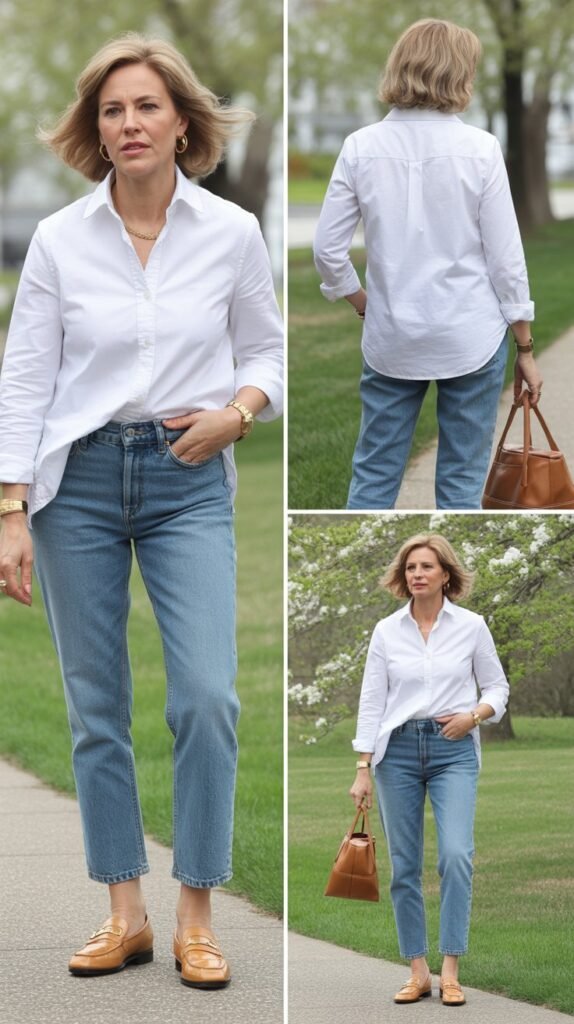 Classic White Shirt and Denim Combination
