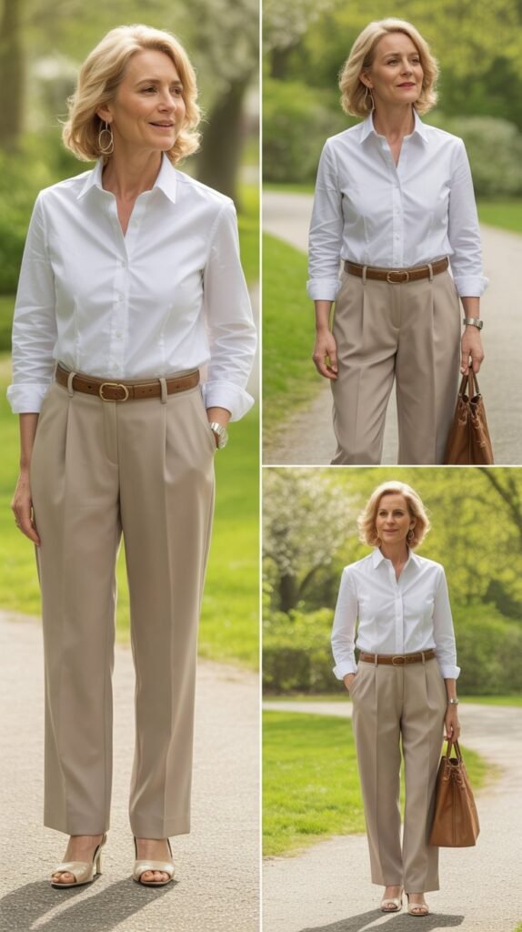 Classic White Shirt and Tailored Trousers