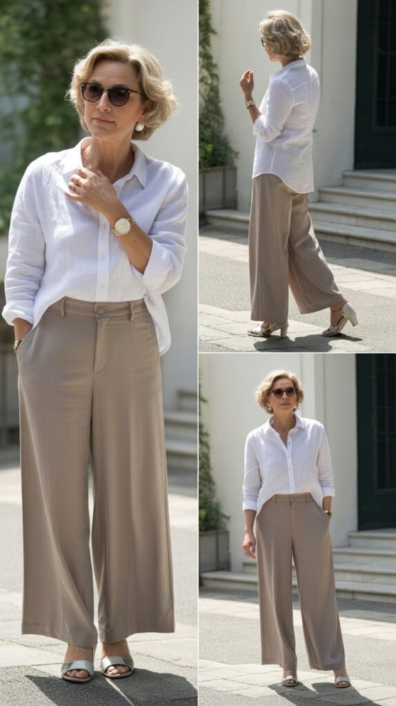 The Classic White Linen Shirt and Wide-Leg Trousers