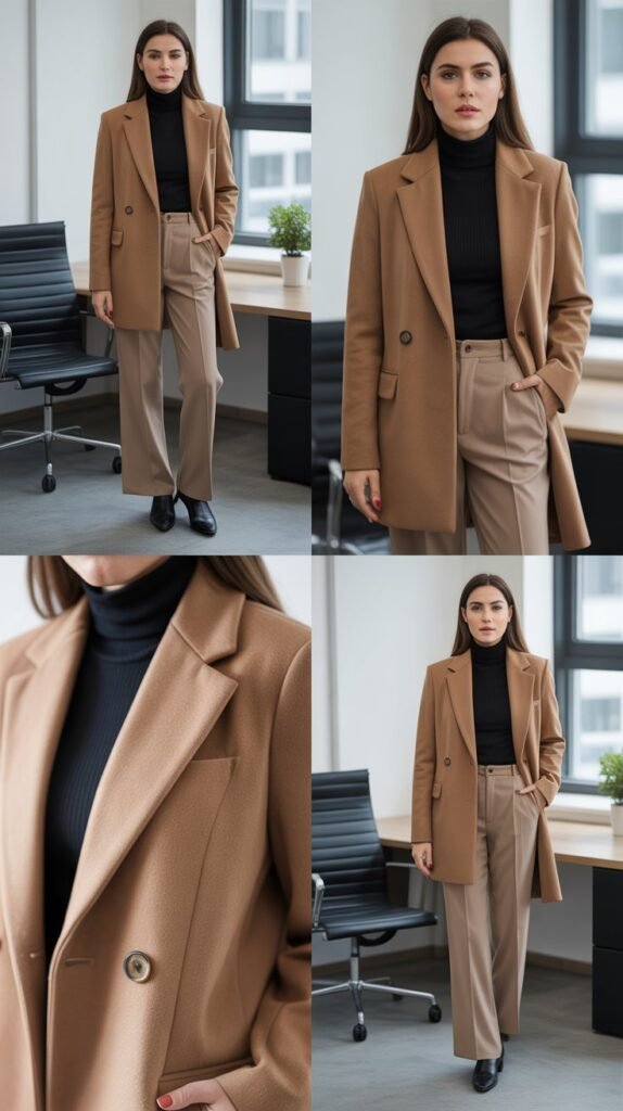 The Classic Camel Coat and Turtleneck Ensemble
