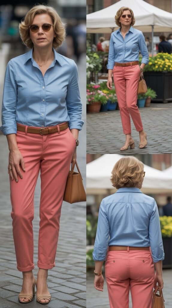 Chambray Shirt with Colored Chinos