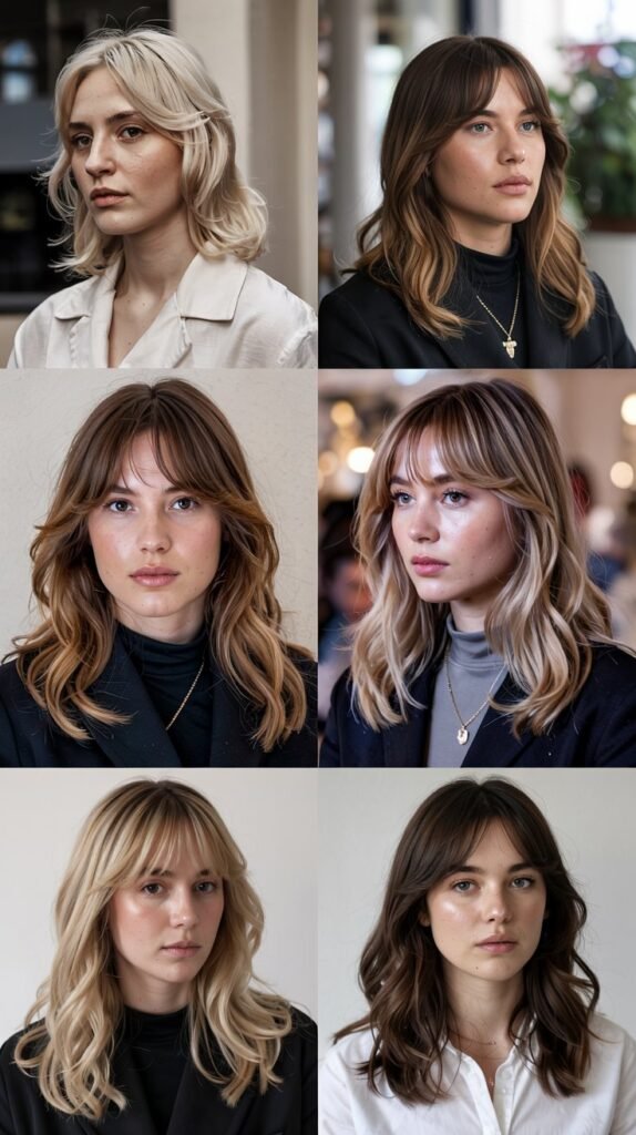 Blonde Curtain Bangs Combination