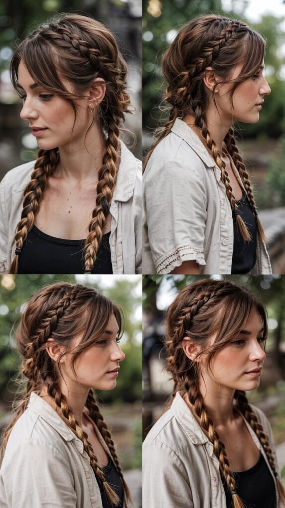 Side Bangs With Boho Braided Half-Up Crown
