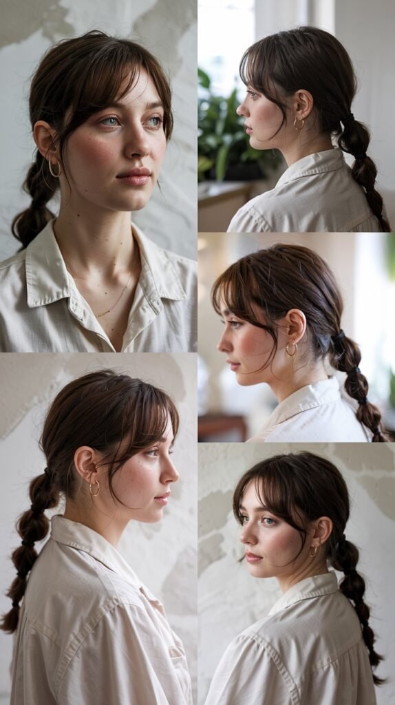 Side Bangs With Bubble Ponytail