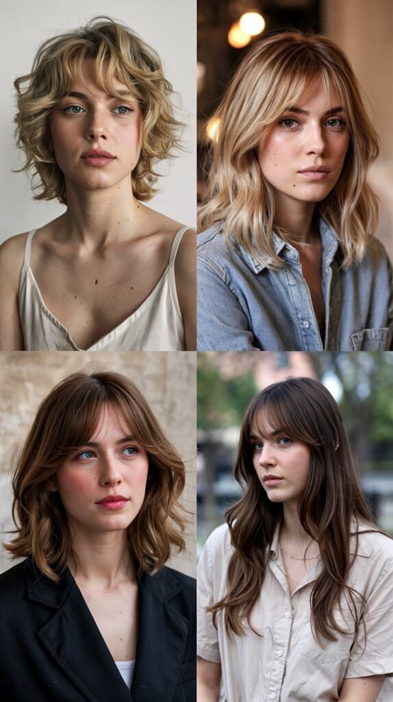 Side Bangs With Layered Shag And Curtain Bang Hybrid