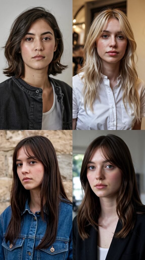 Side Bangs With Sleek Center-Parted Length