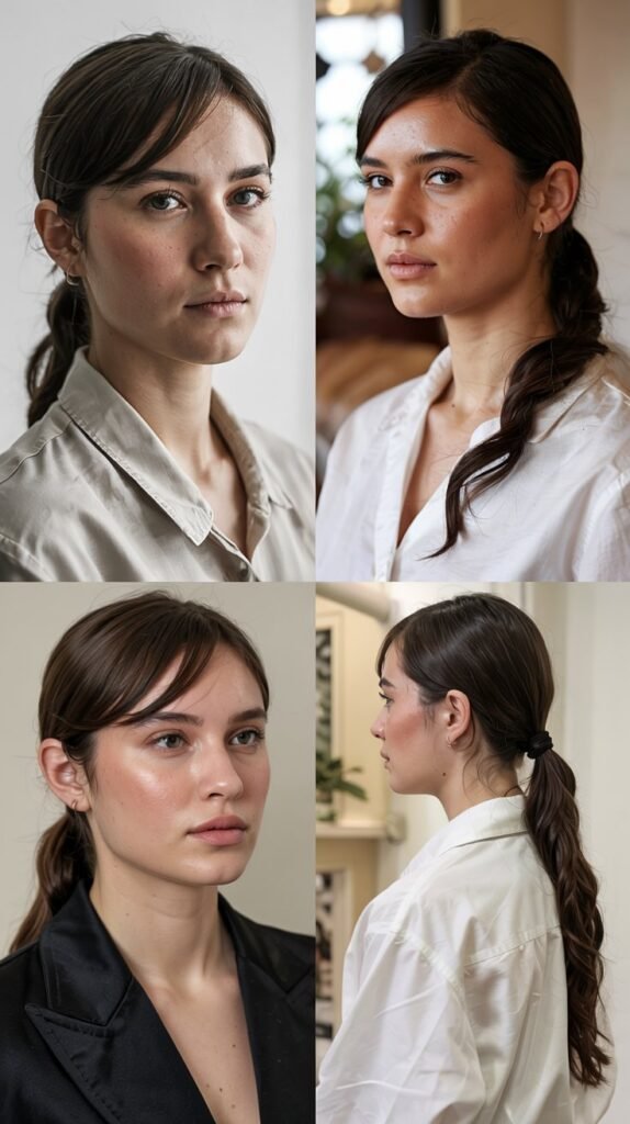 Side Bangs With Sleek Wrap Ponytail
