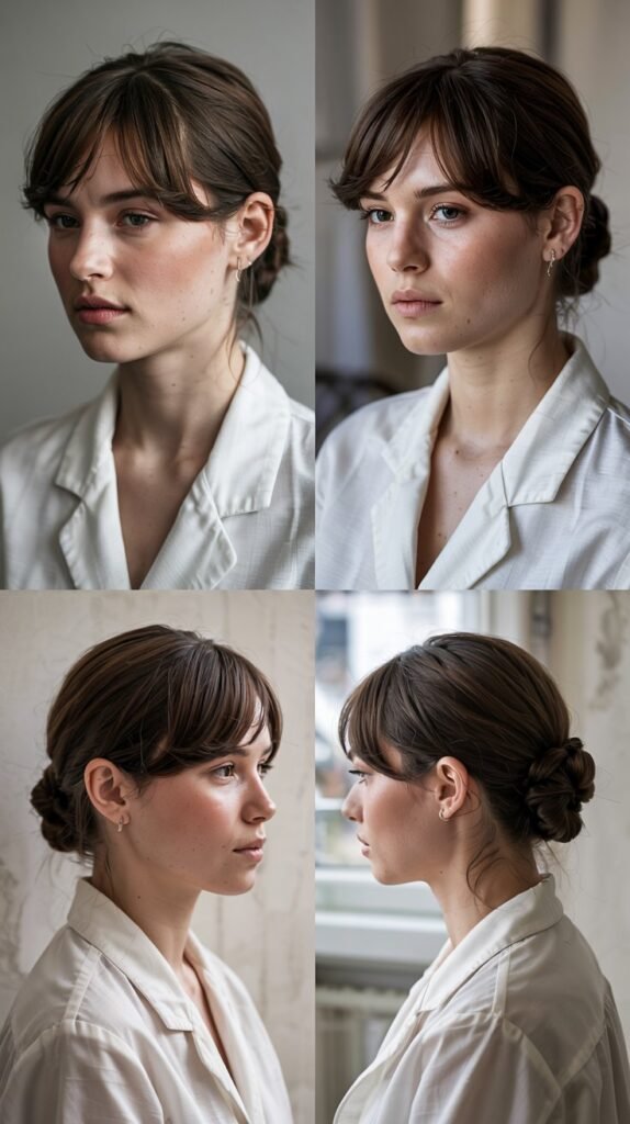 Side Bangs With Sleek Wrapped Bun