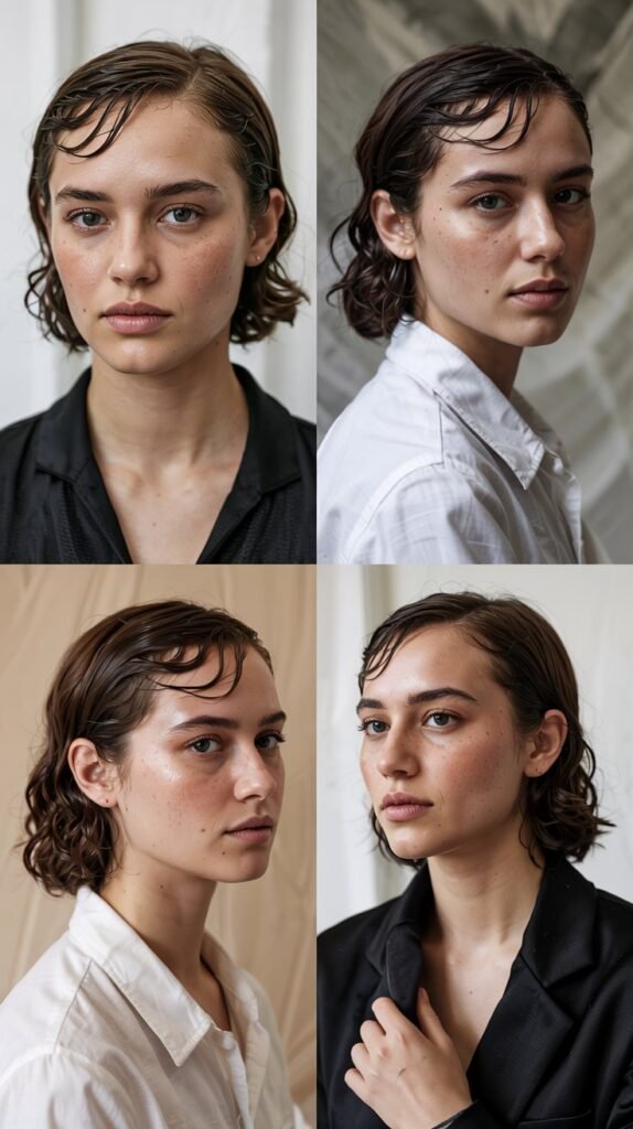 Side Bangs With Slicked Back Wet Look