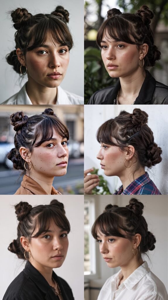Side Bangs With Space Buns
