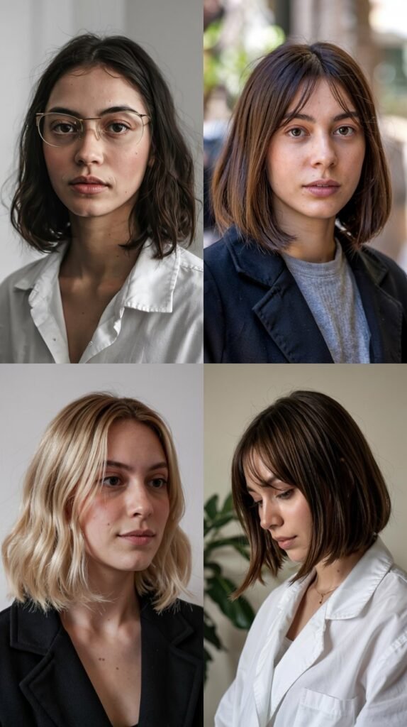 Side Bangs With Straight Blunt Bob-Length Extensions