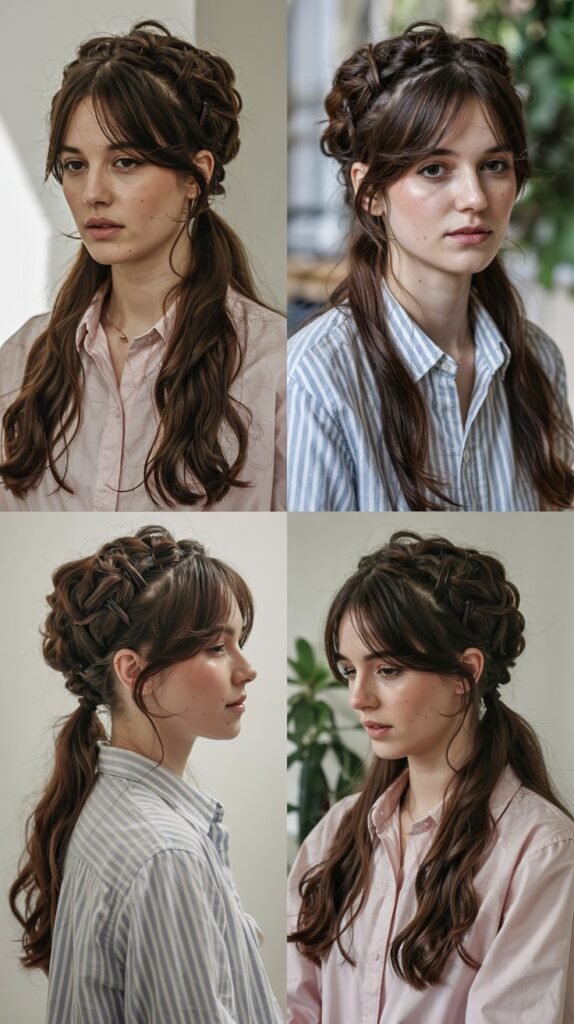 Side Bangs With Voluminous Half-Up Half-Down