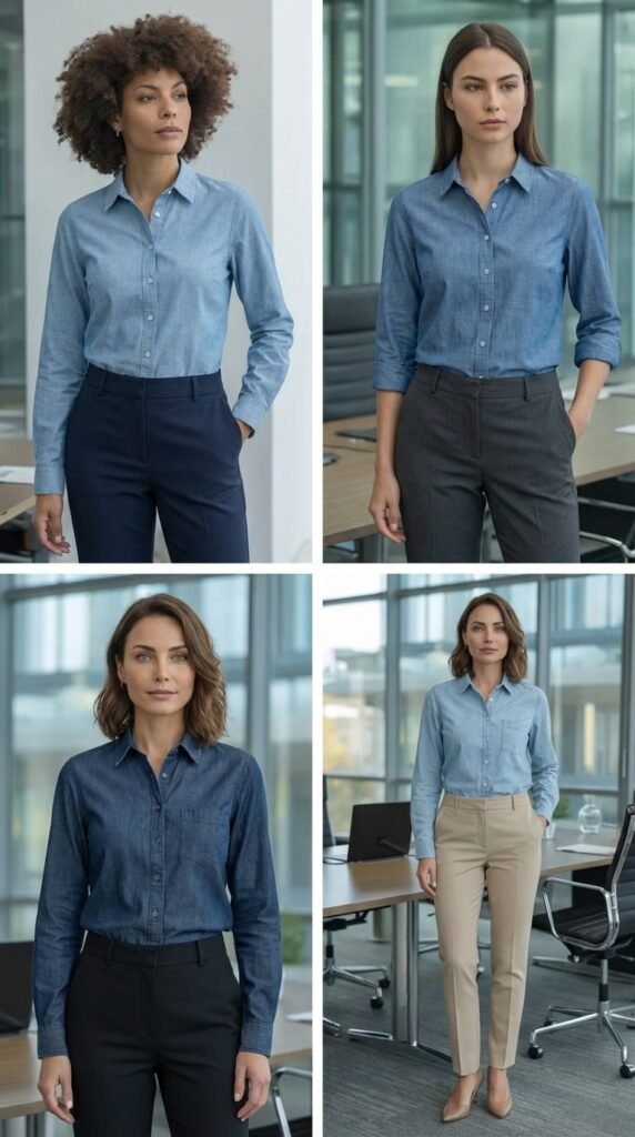 The Chambray Shirt and Tailored Pants