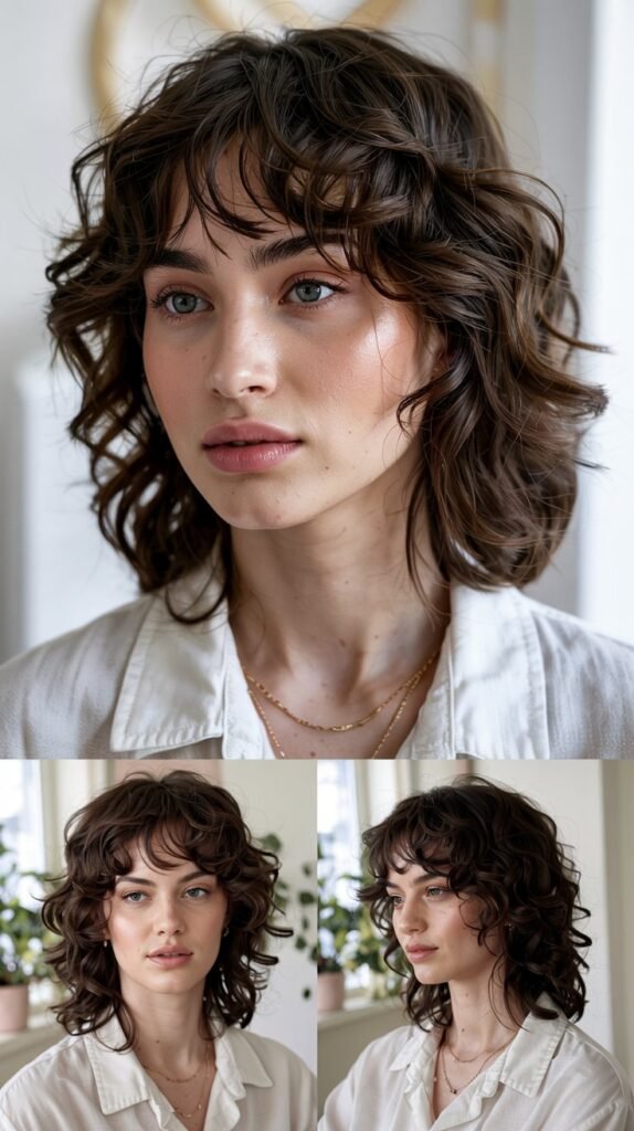 Wispy Side Bangs With Voluminous Curls