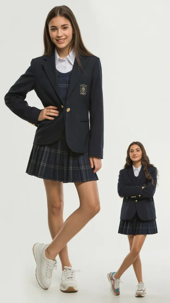 School Blazer with Casual Sneakers
