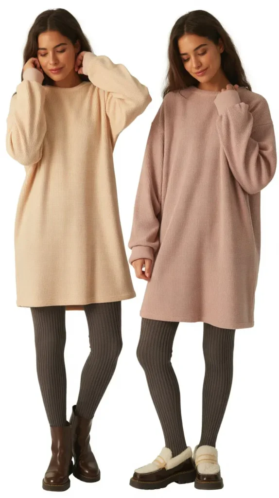 Thermal Dress with Ribbed Tights